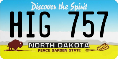 ND license plate HIG757