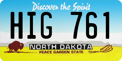 ND license plate HIG761