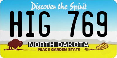 ND license plate HIG769