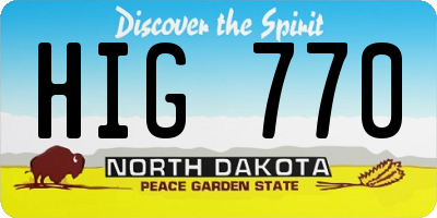 ND license plate HIG770