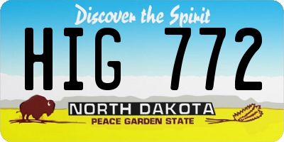 ND license plate HIG772