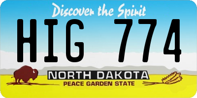 ND license plate HIG774