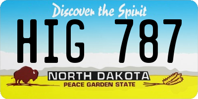 ND license plate HIG787