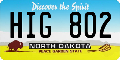 ND license plate HIG802