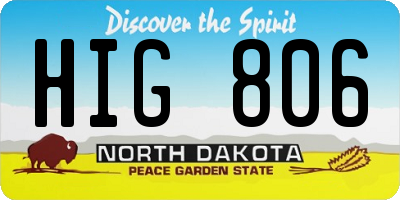 ND license plate HIG806