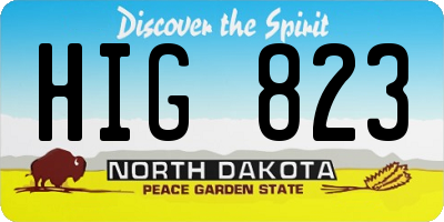 ND license plate HIG823