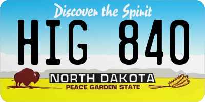 ND license plate HIG840
