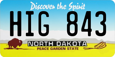 ND license plate HIG843
