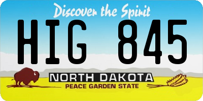 ND license plate HIG845