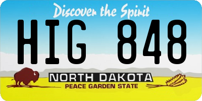 ND license plate HIG848