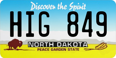 ND license plate HIG849
