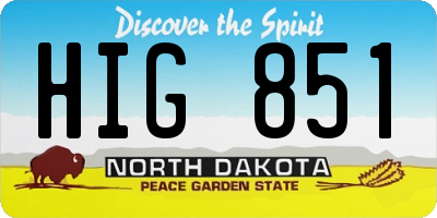 ND license plate HIG851
