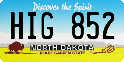 ND license plate HIG852