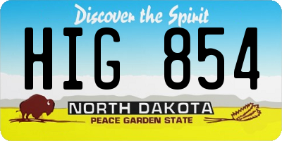 ND license plate HIG854