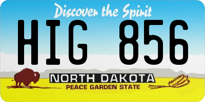 ND license plate HIG856