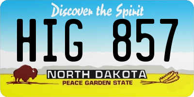ND license plate HIG857