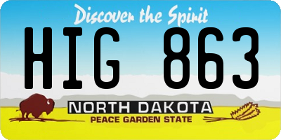 ND license plate HIG863