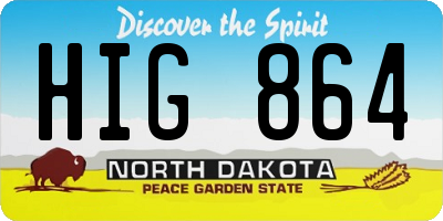 ND license plate HIG864