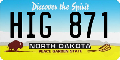 ND license plate HIG871