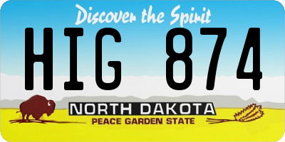 ND license plate HIG874