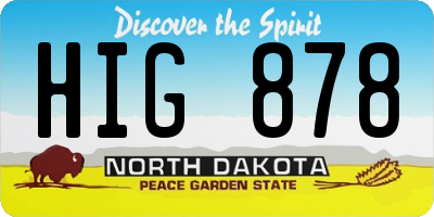 ND license plate HIG878
