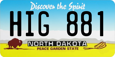 ND license plate HIG881