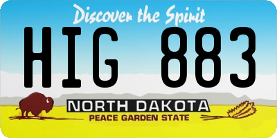 ND license plate HIG883