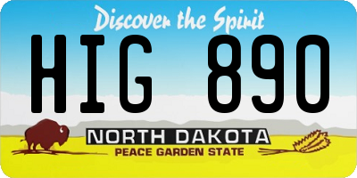 ND license plate HIG890