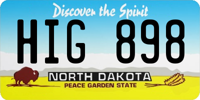 ND license plate HIG898