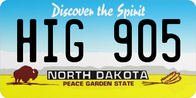 ND license plate HIG905