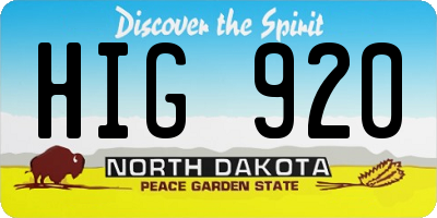 ND license plate HIG920