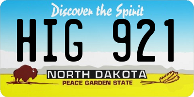 ND license plate HIG921