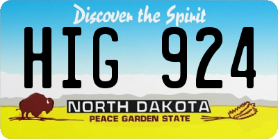 ND license plate HIG924