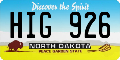 ND license plate HIG926