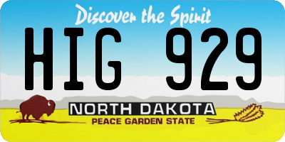 ND license plate HIG929