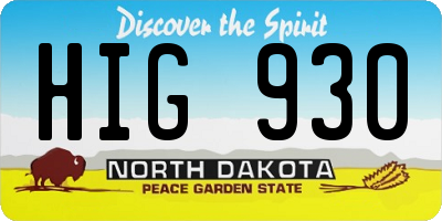 ND license plate HIG930