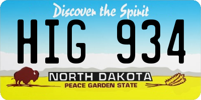 ND license plate HIG934