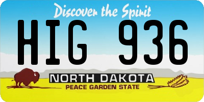 ND license plate HIG936