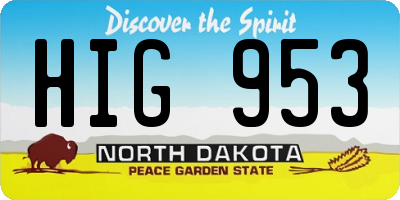 ND license plate HIG953