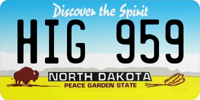 ND license plate HIG959
