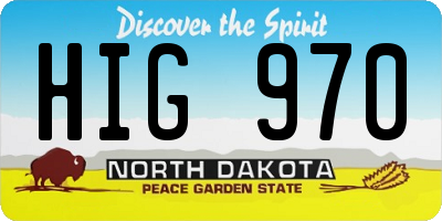 ND license plate HIG970