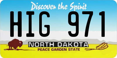 ND license plate HIG971