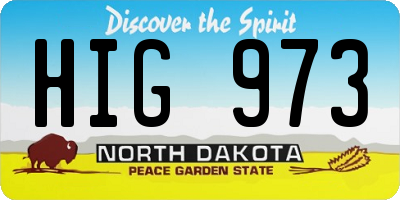ND license plate HIG973