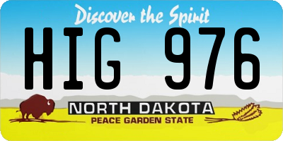 ND license plate HIG976