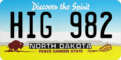 ND license plate HIG982