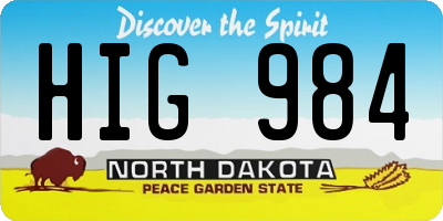 ND license plate HIG984