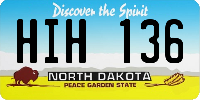 ND license plate HIH136