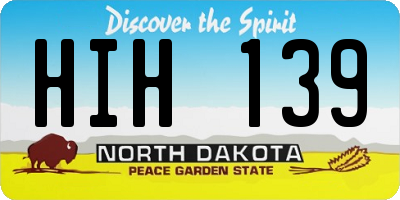 ND license plate HIH139