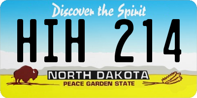 ND license plate HIH214