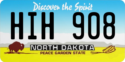ND license plate HIH908